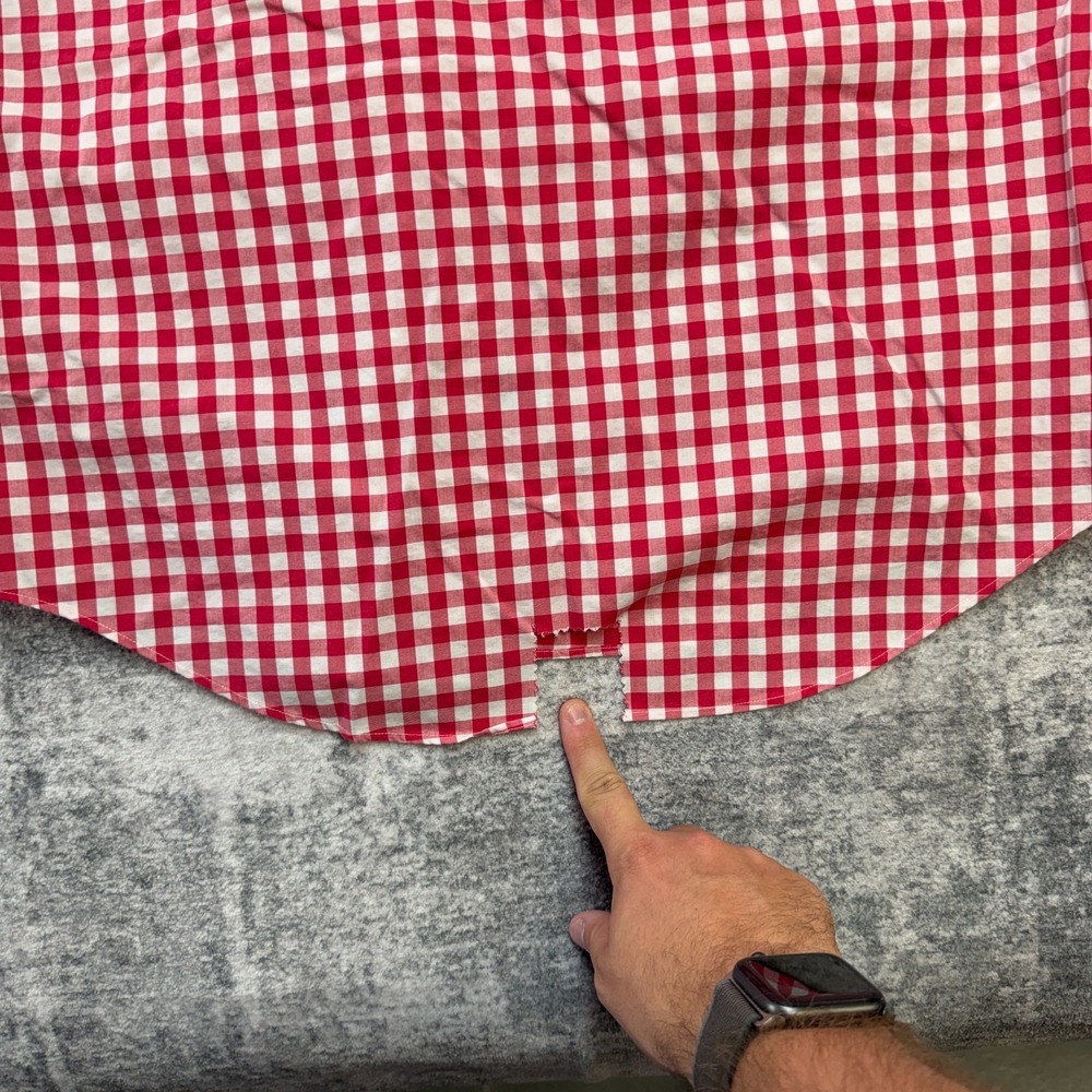 Polo Ralph Lauren Shirt Mens Medium Red White Gingham Check Non Iron Poplin READ - Picture 7 of 11